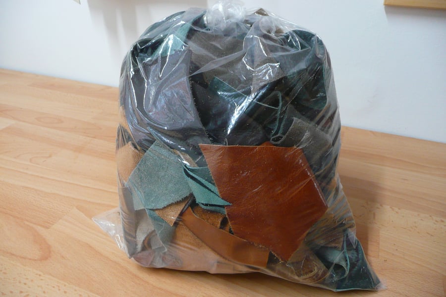 Leather off cuts, craft supplies, assorted leather remnants, 