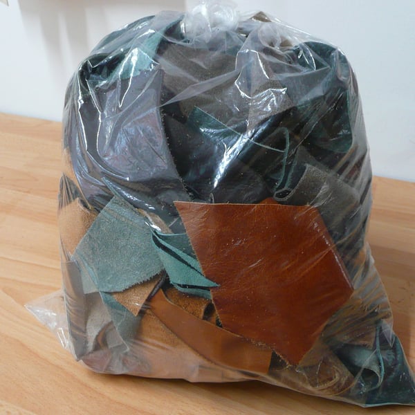Leather off cuts, craft supplies, assorted leather remnants, 