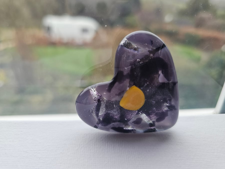 Fused Glass Pocket Heart - violet