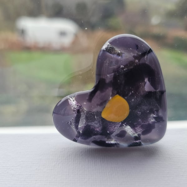 Fused Glass Pocket Heart - violet