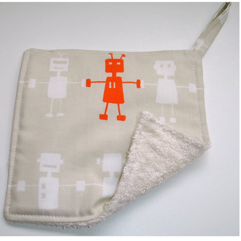 Robot Pot Holder Orange Potholder Grab Mat Kitchen Chef's Pad 