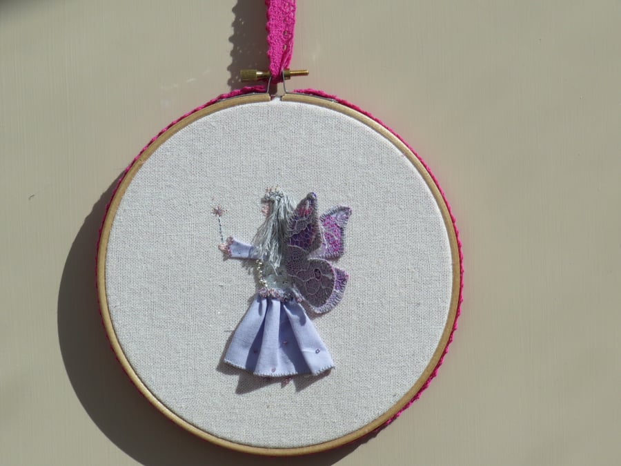Embroidery hoop fairy