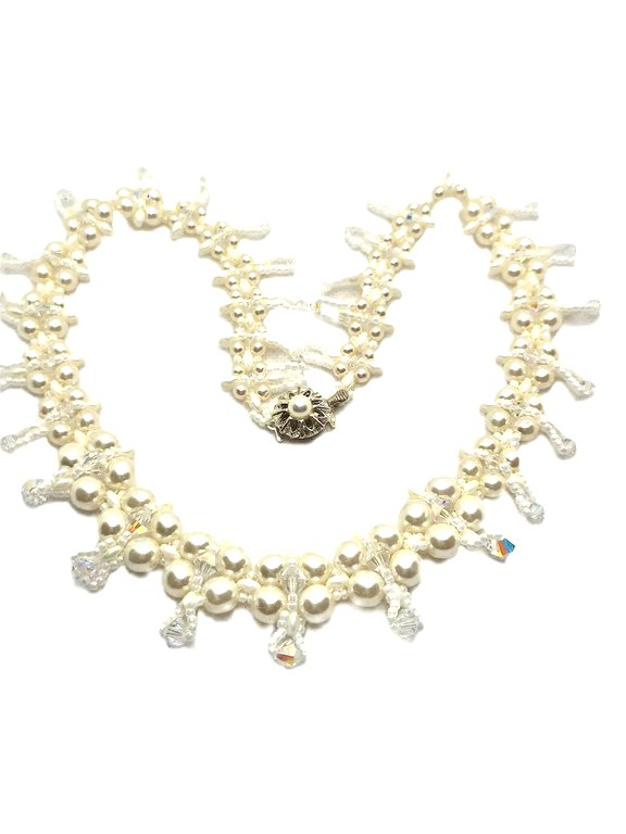 Swarovski pearl and crystal wedding style necklace