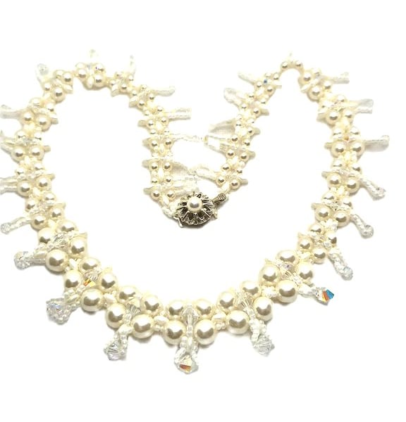 Swarovski pearl and crystal wedding style necklace