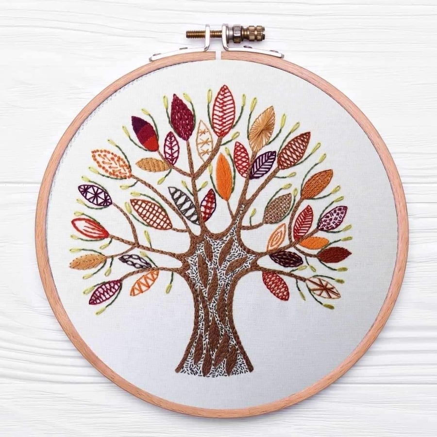 Stitch Fun with Leaves Hand Embroidery Pattern