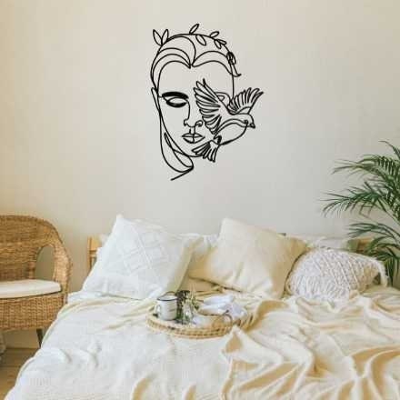Face with Bird - Metal Wall Art. Spiritual, retreat, peace, yoga studio, beauty 