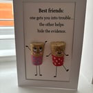 Cute Cork Characters Card – Handmade Greeting Card – Unique Gift Idea