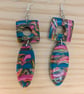Dramatic drop earrings teal and swirls - Image 1