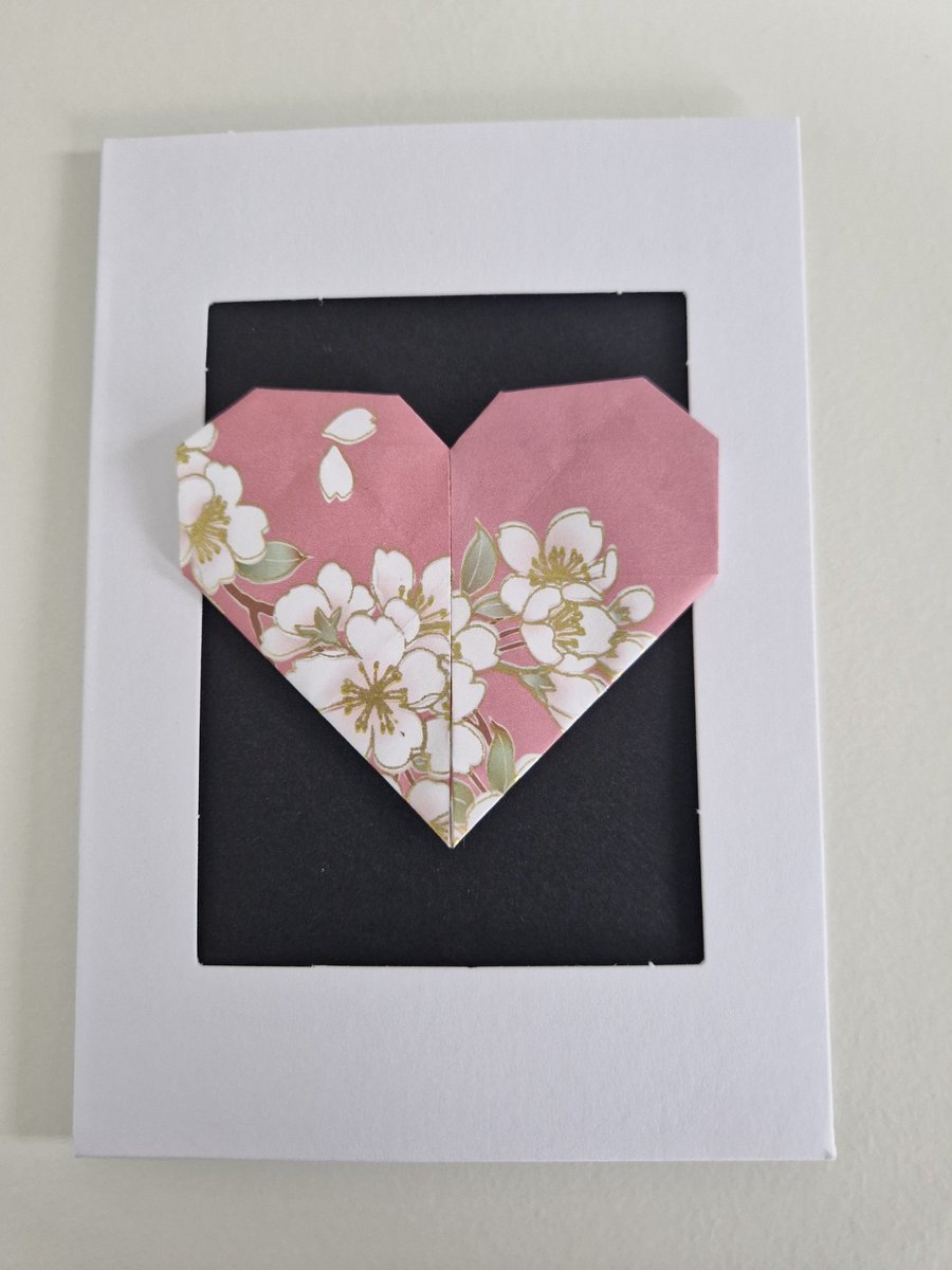 Handmade Origami Heart Card – Thinking of You, Birthday or Thank You