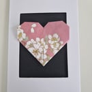 Handmade Origami Heart Card – Thinking of You, Birthday or Thank You