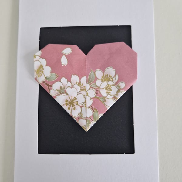 Handmade Origami Heart Card – Thinking of You, Birthday or Thank You
