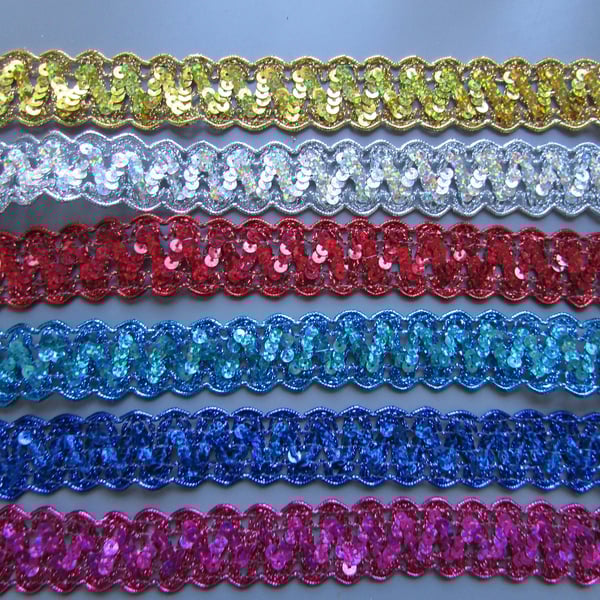Sequin Metallic 3cm Braid Trim Sold By The Metre