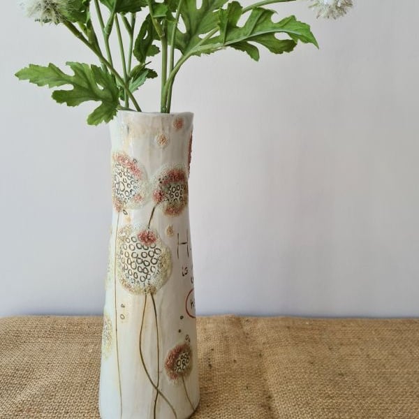 ‘Home is where the heart is’ Ceramic Dandelion Elegant Vase