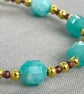 Amazonite & Garnet gold filled adjustable bracelet, 6.5 or 7.5 inch - Image 4