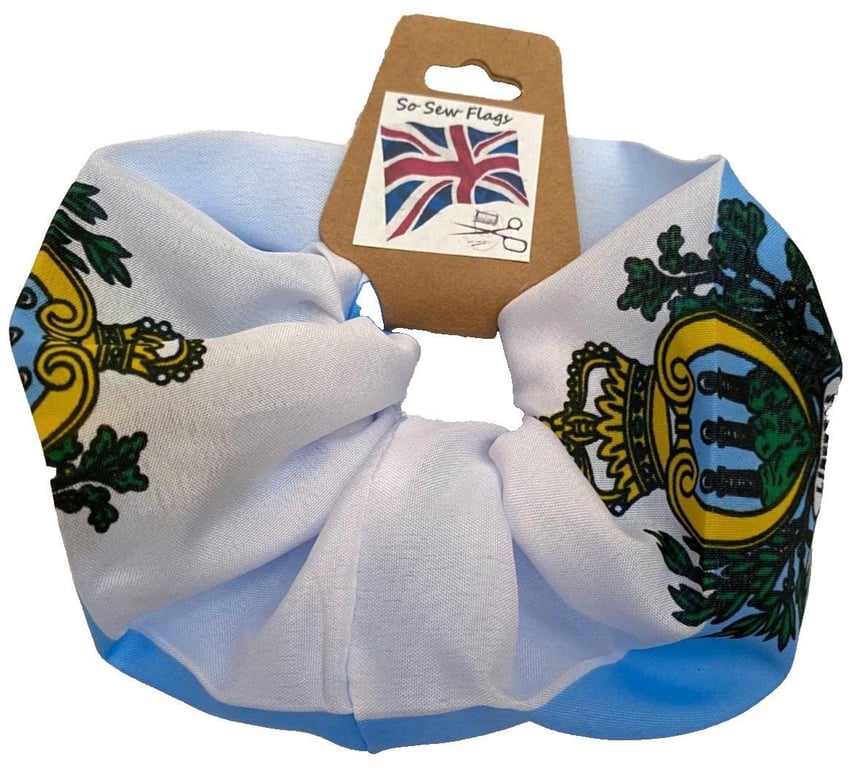 San Marino Crest Flag Hair Scrunchie Scrunchies Accessory Band Elastic