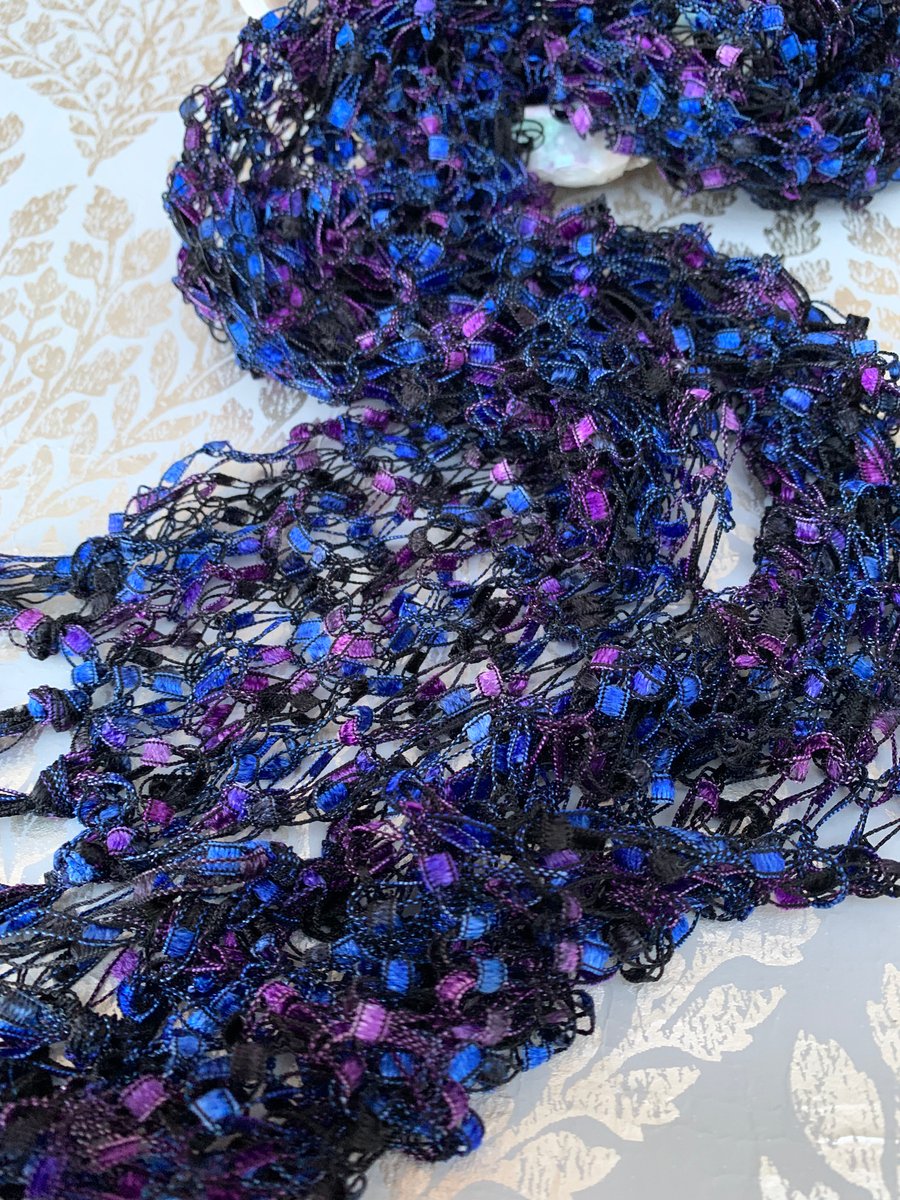 Knitted lace effect skinny scarf 