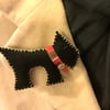 Scottie Dog Brooch with tartan collar Seconds Sunday