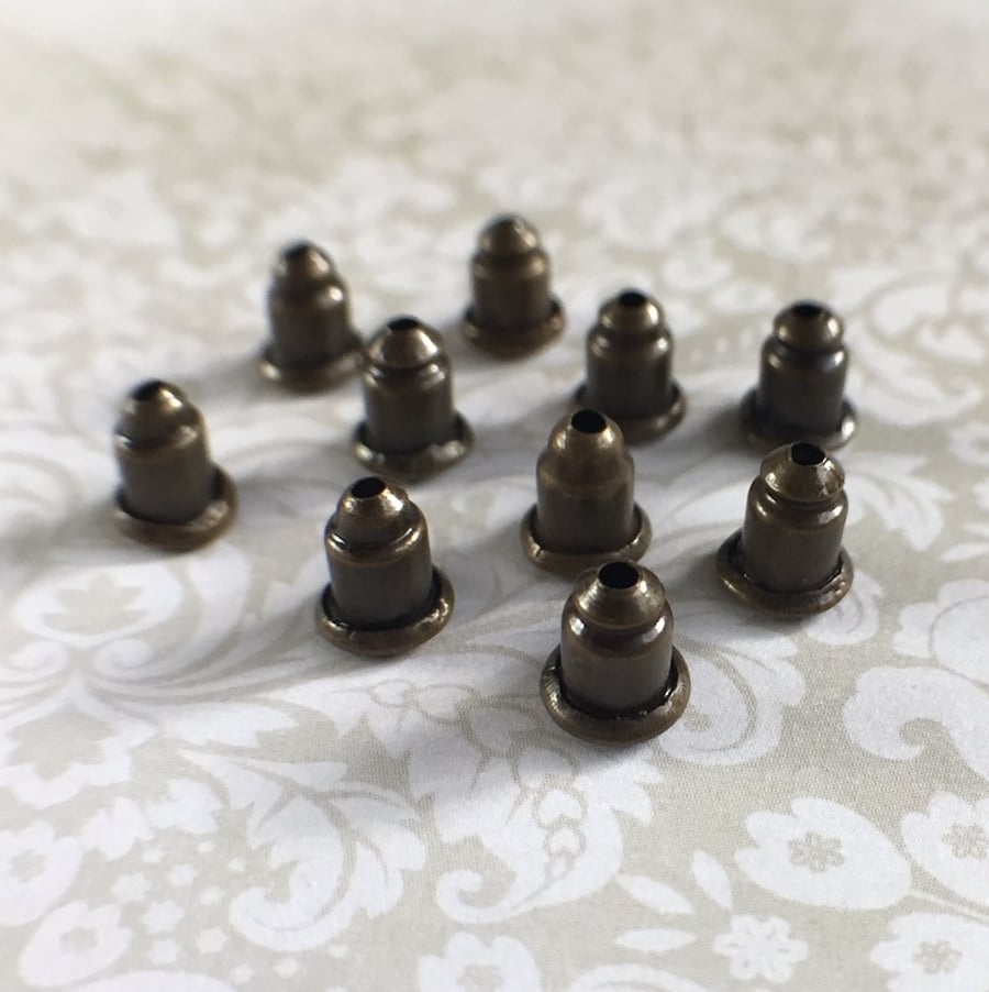 Pack of 100 Brass Earnut Component, Earring Nuts, Bullet Stoppers