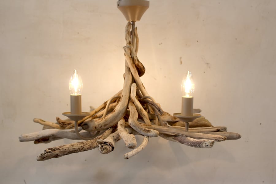 Driftwood Chandelier, three light driftwood pendant,Drift Wood Light fitting 