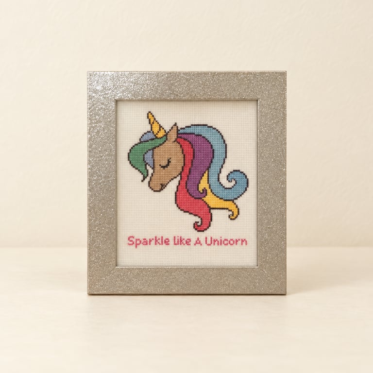  Handmade Framed Cross Stitch Picture – Inspirational Unicorn