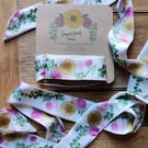 Botanical faux silk tie for hair, bags, hats, bows