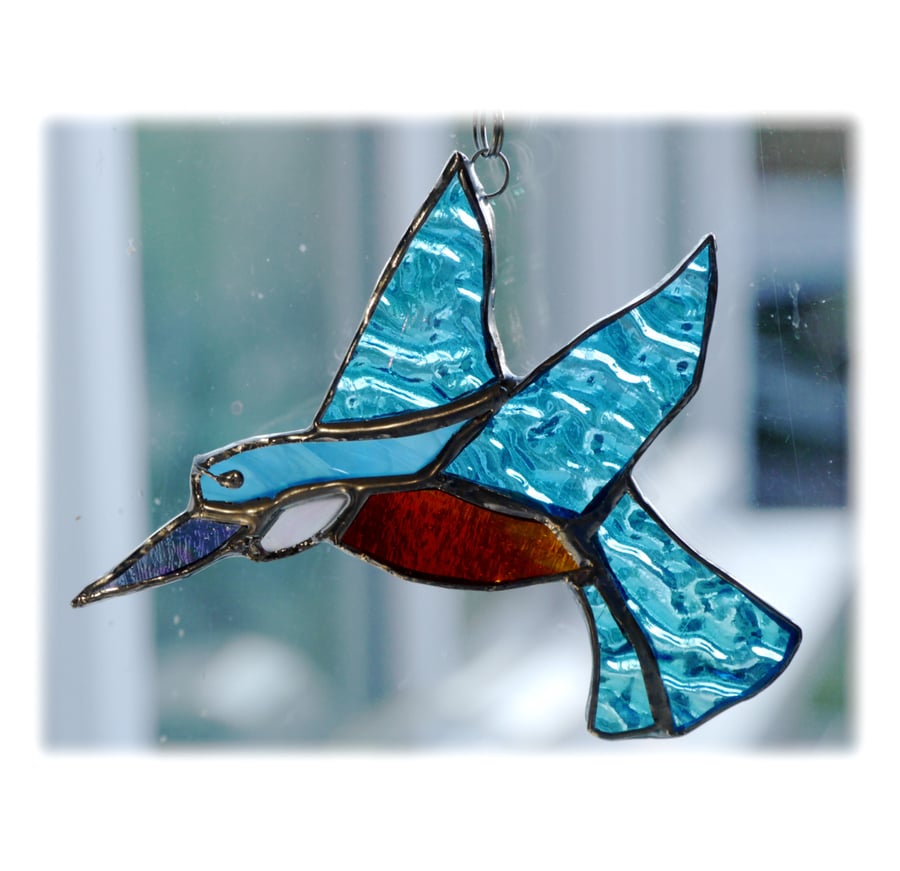 Kingfisher Suncatcher Stained Glass British Bird Handmade  052