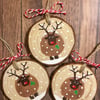 Set of 3 wood slice tree decorations