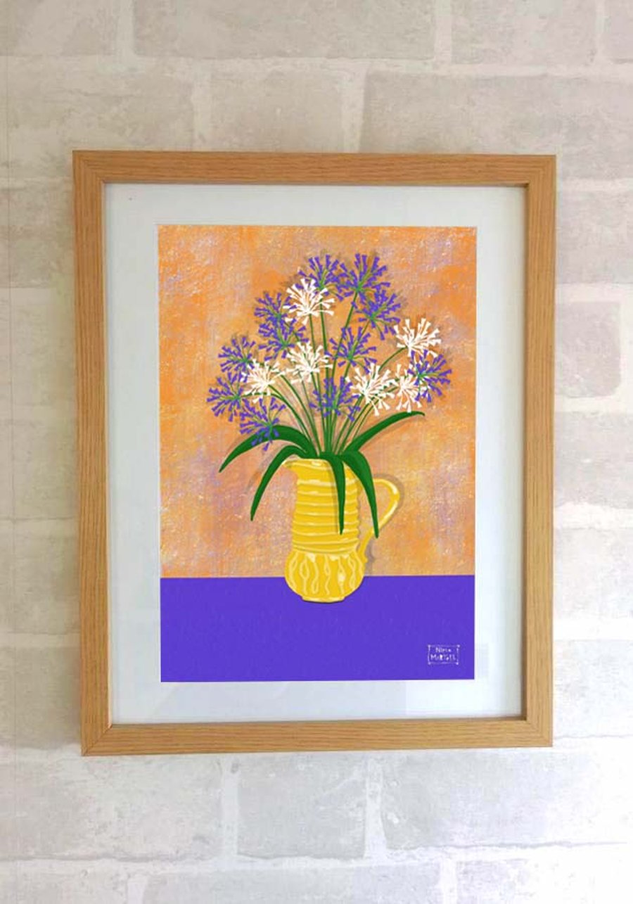 Agapanthus Vase Print Only by Nina Martell