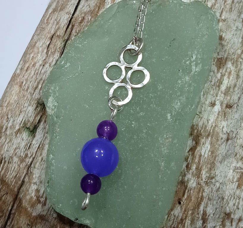 Purple Jade, Amethyst and Sterling Silver Pendant (NKGSCNPP4) - UK Free Post