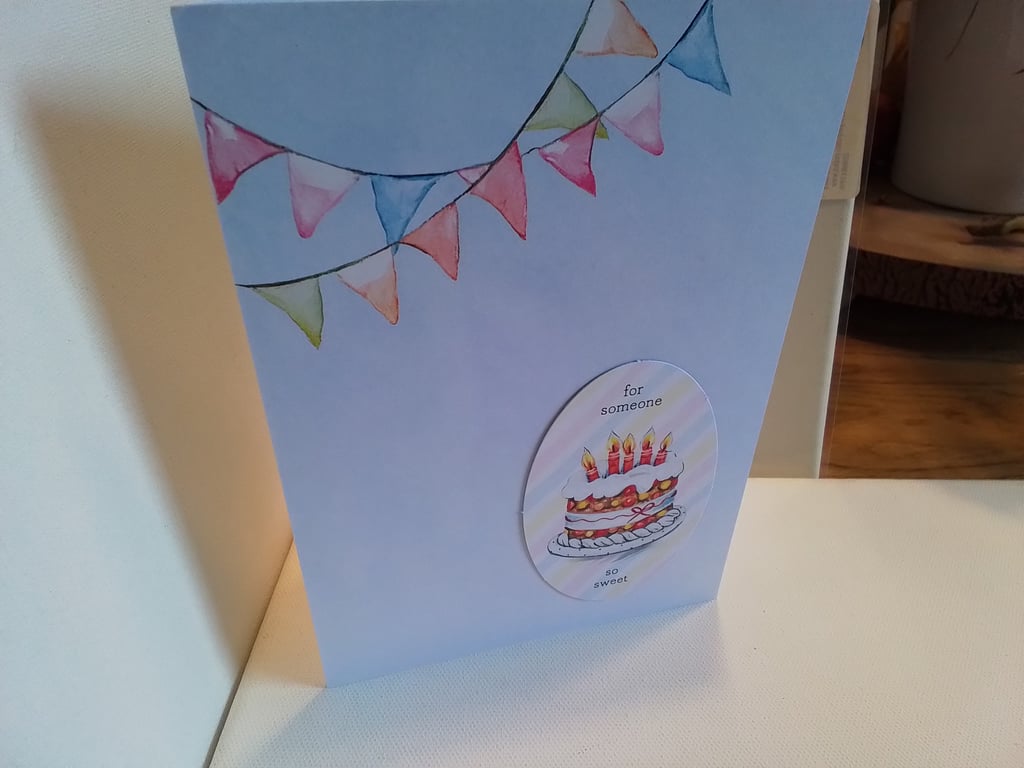 Birthday card. Handmade card. Birthday cake. Candles. Ref 091