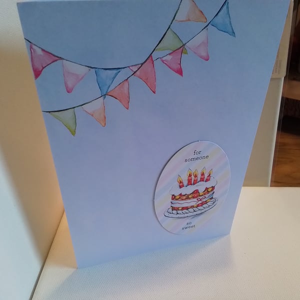 Birthday card. Handmade card. Birthday cake. Candles. Ref 091