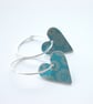 Heart hoop earrings in turquoise with ditsy flower print