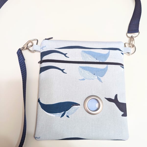 Sophie Allport Whales fabric cross body bag