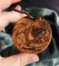 Dragon Mother and Egg Pyrography on Leather Keyring - Image 3
