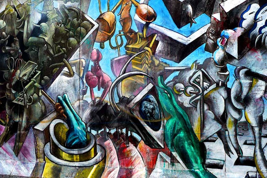 Berlin Wall Graffiti Artwork Street Art Mural Germany 18"x12" Print