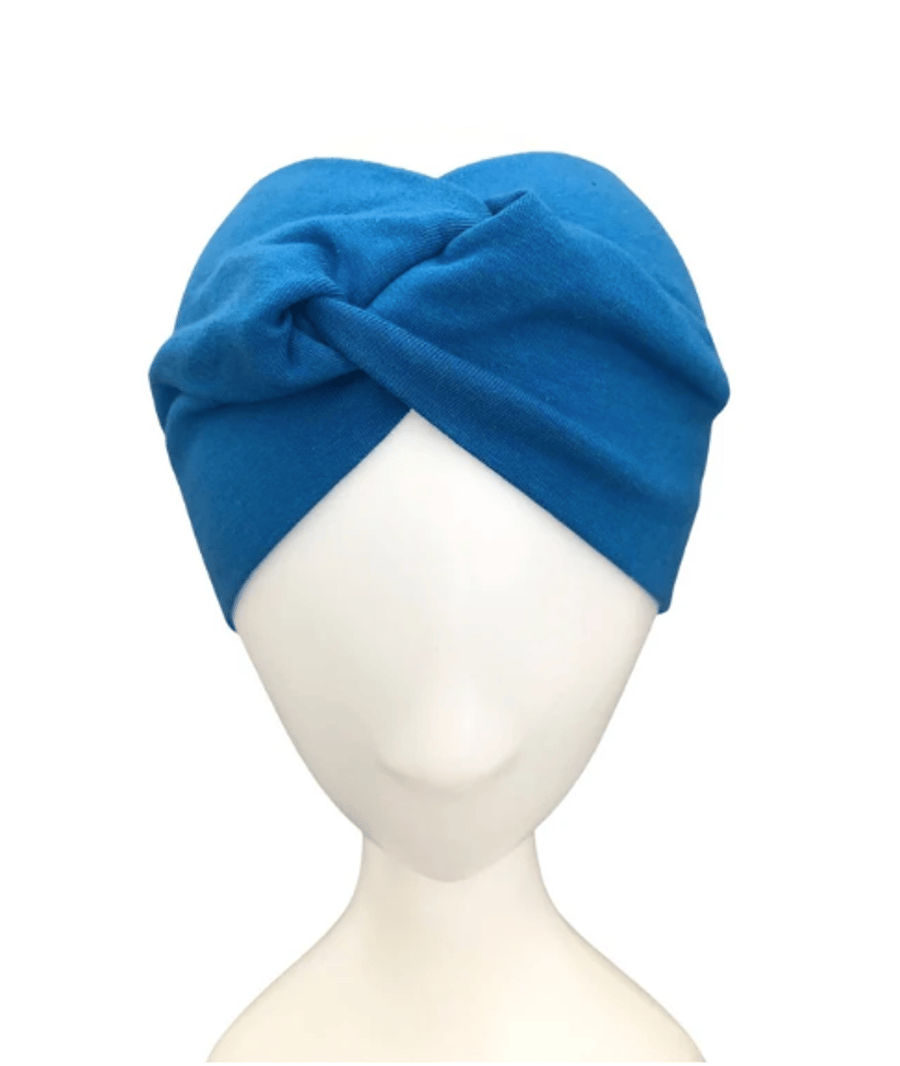 Blue Jersey Headband, Turban Headband, Twisted Fashion Headband for Women