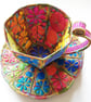 Teacup and Saucer Textile Art Free Machine Embroidery  - Image 3