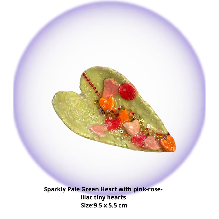 3D Small Pale Green Ceramic Heart