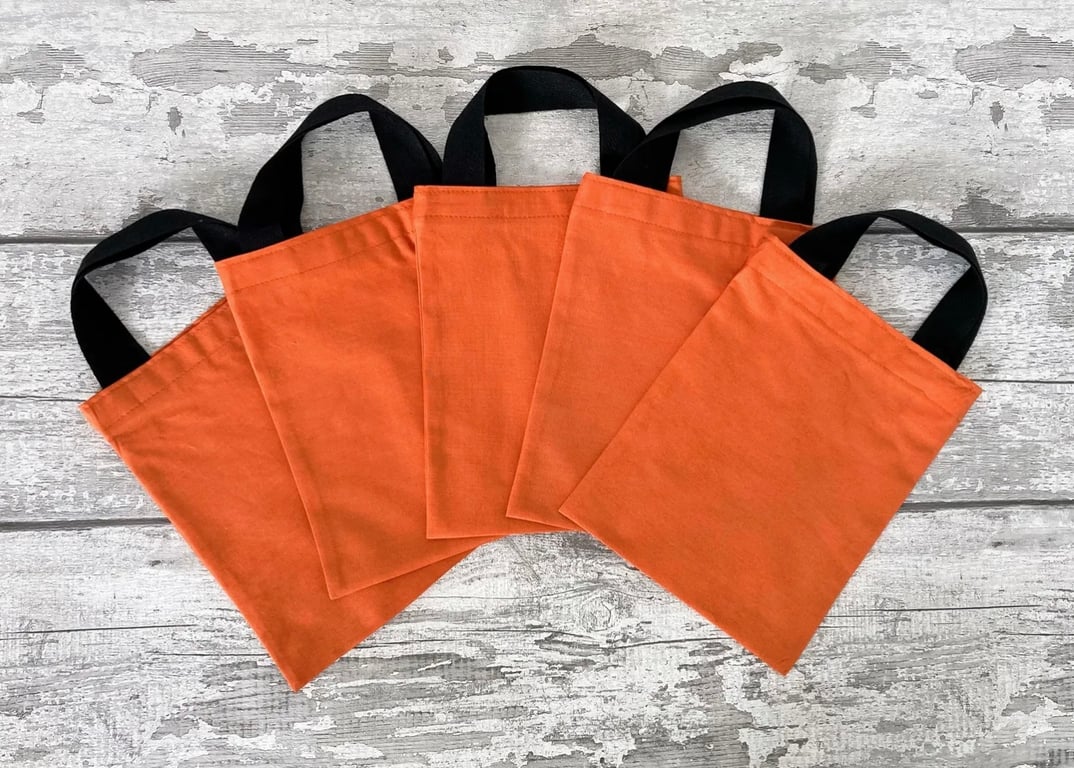 Orange Party Bags: Cotton Fabric Reusable Small Tote.