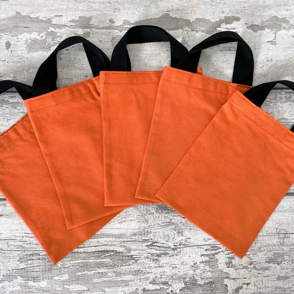 Orange Party Bags: Cotton Fabric Reusable Small Tote.