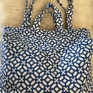 Multi pocketed French market bag or beach bag with free charm.