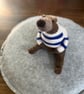 Needle felted brown bear in striped top. - Image 5