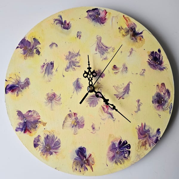 "Summer Garden" Unique Hand-painted Handcrafted Clock Abstract Wall Art 