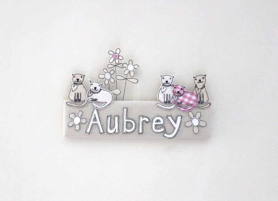 Door Plaque with Cats - Personalisable