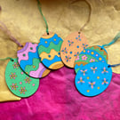 6 hand painted hanging Easter eggs 