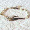 Beaded Bracelet with Bird Connector and Pearls