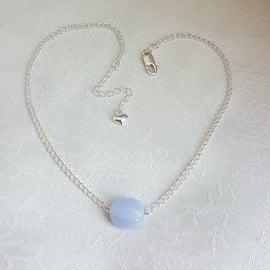 Gorgeous Blue Lace Agate Bead Choker Necklace.