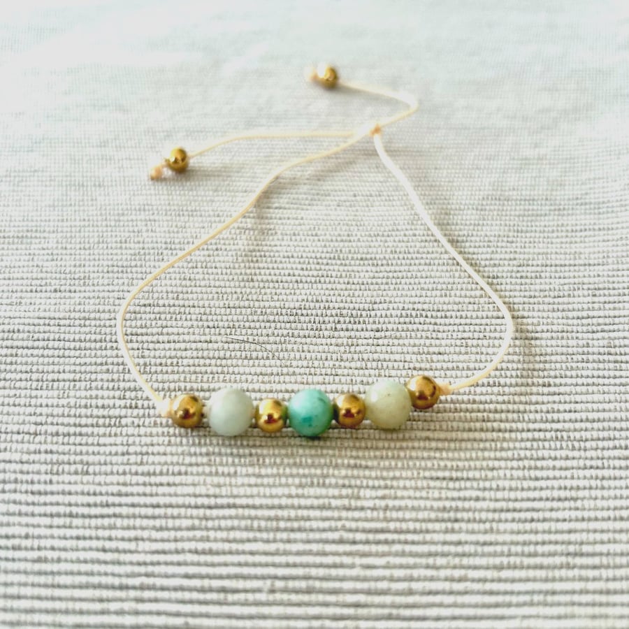 Adjustable Amazonite bracelet - Zodiac birthstone for Virgo