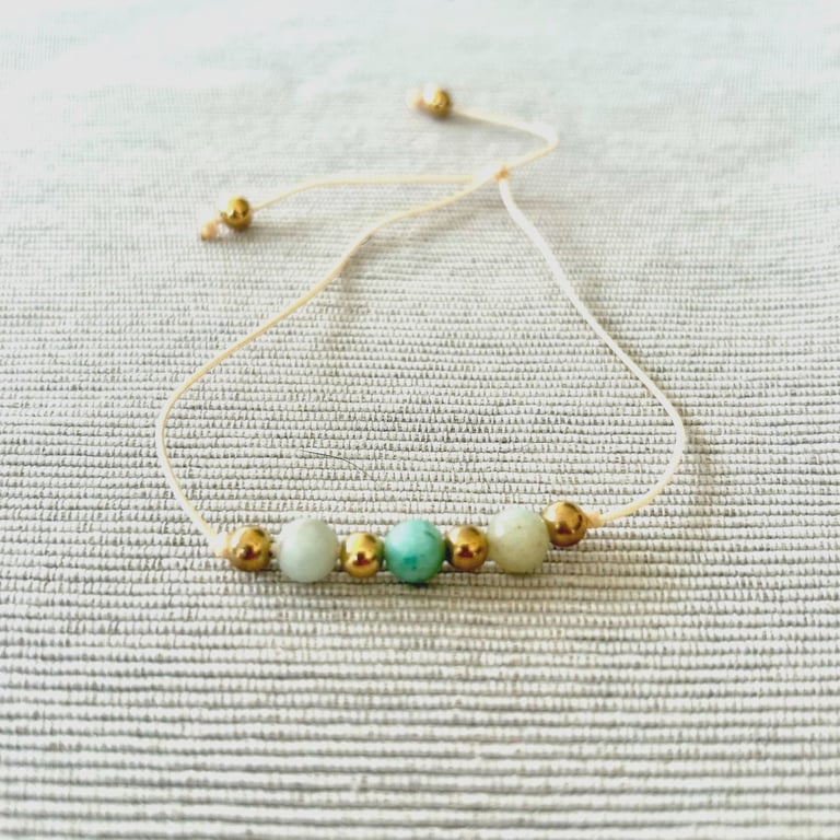 Adjustable Amazonite bracelet - Zodiac birthstone for Virgo