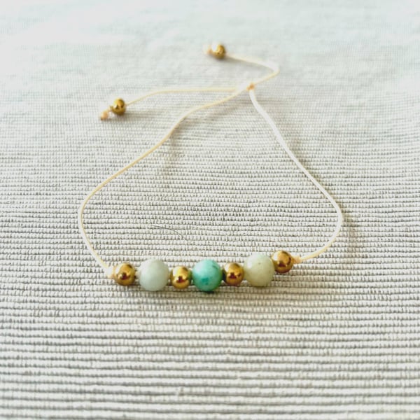 Adjustable Amazonite bracelet - Zodiac birthstone for Virgo
